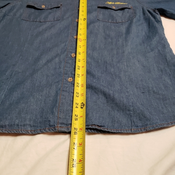 Apple Bottoms Blue Denim Button-Up Shirt Womens Size XL Y2K Streetwear Glitter - Picture 5 of 7